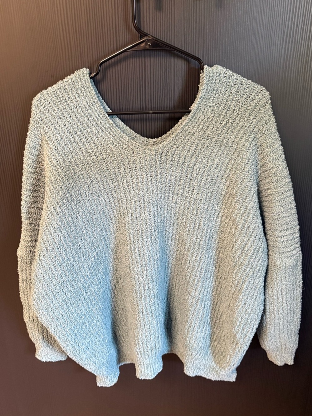Altar'd State Pale Blue Cozy Textured V-Neck Sweater - Picture 2 of 2